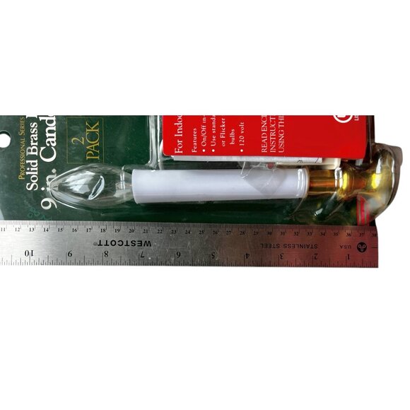 9-Inch Solid Brass Base Candoliers With Bulbs 2 Pack For Indoor Use Only On/Off - Picture 3 of 4